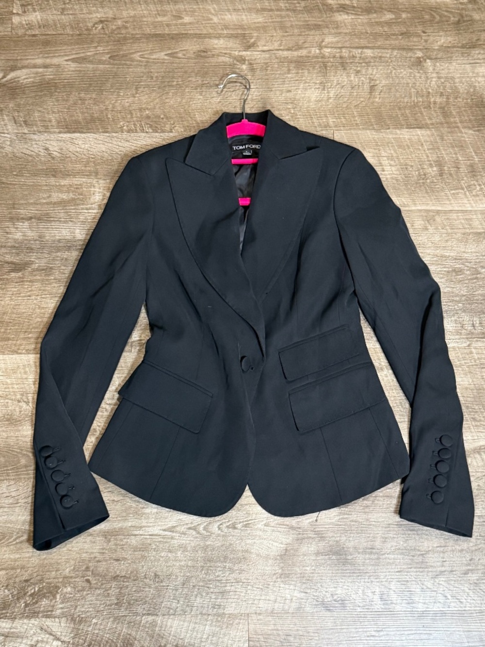 Tom Ford Black Polyester Single-Button Blazer Size 2 US